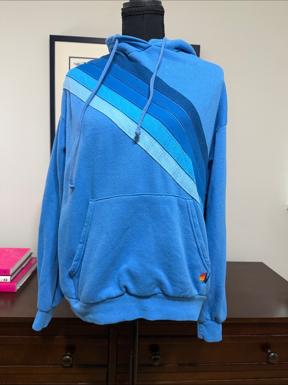 Aviator Nation Cross Striped Blue Rugby Sweatshirt Sweatpants SET - XS - Picture 3 of 11